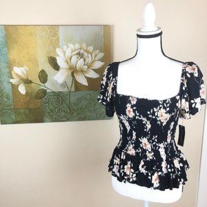 NWT Smocked Floral ASH & VIOLET Top M